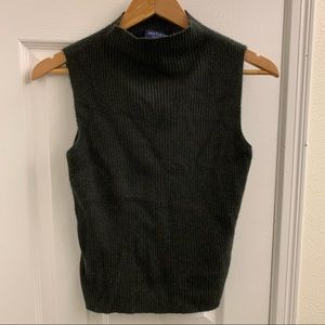 Cashmere Ann Taylor Sweater Tank Top Hunter Green Grey